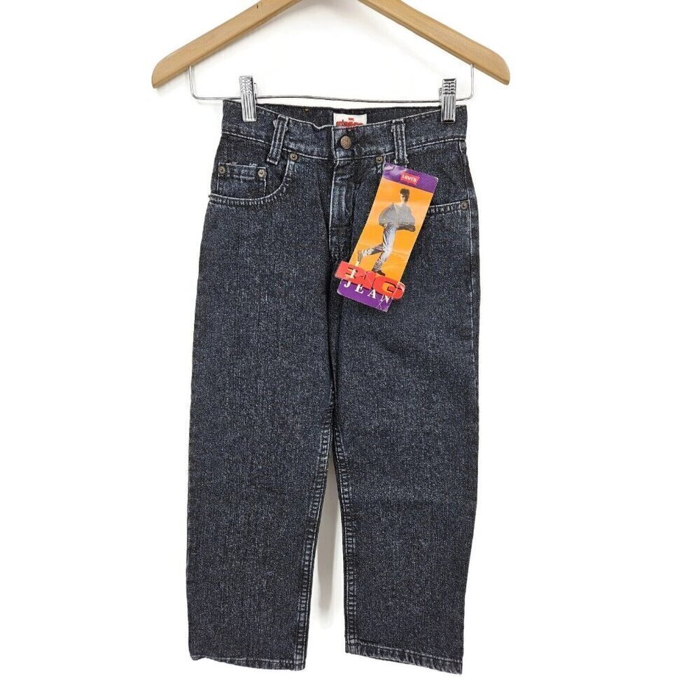 Vtg Deadstock Big Jean Levis Boys 8 Black Regular Baggy Fit New